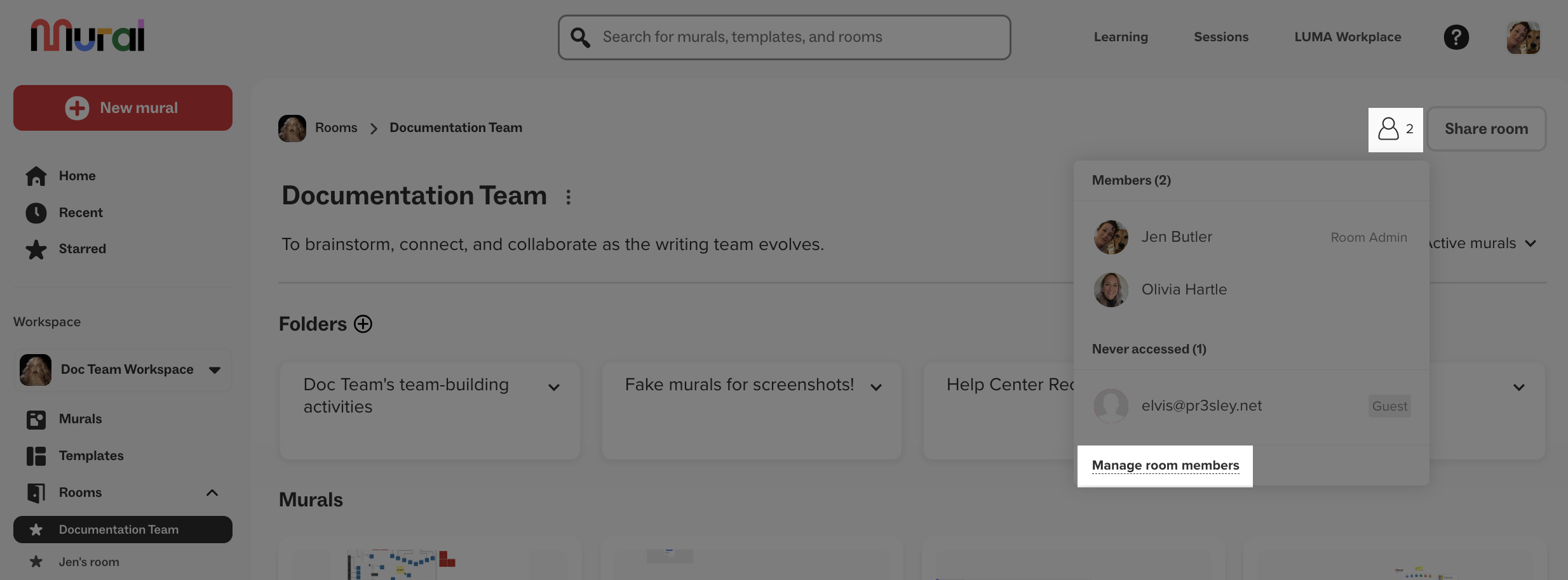 Manage room users and permissions