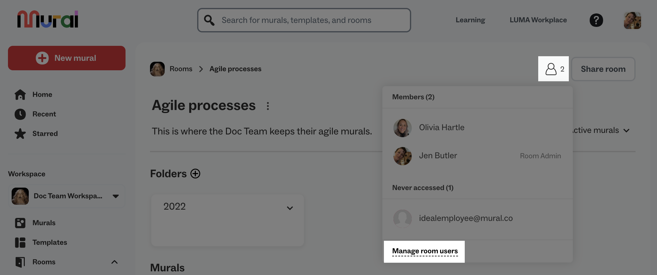 View, change, or revoke pending email invitations to a room