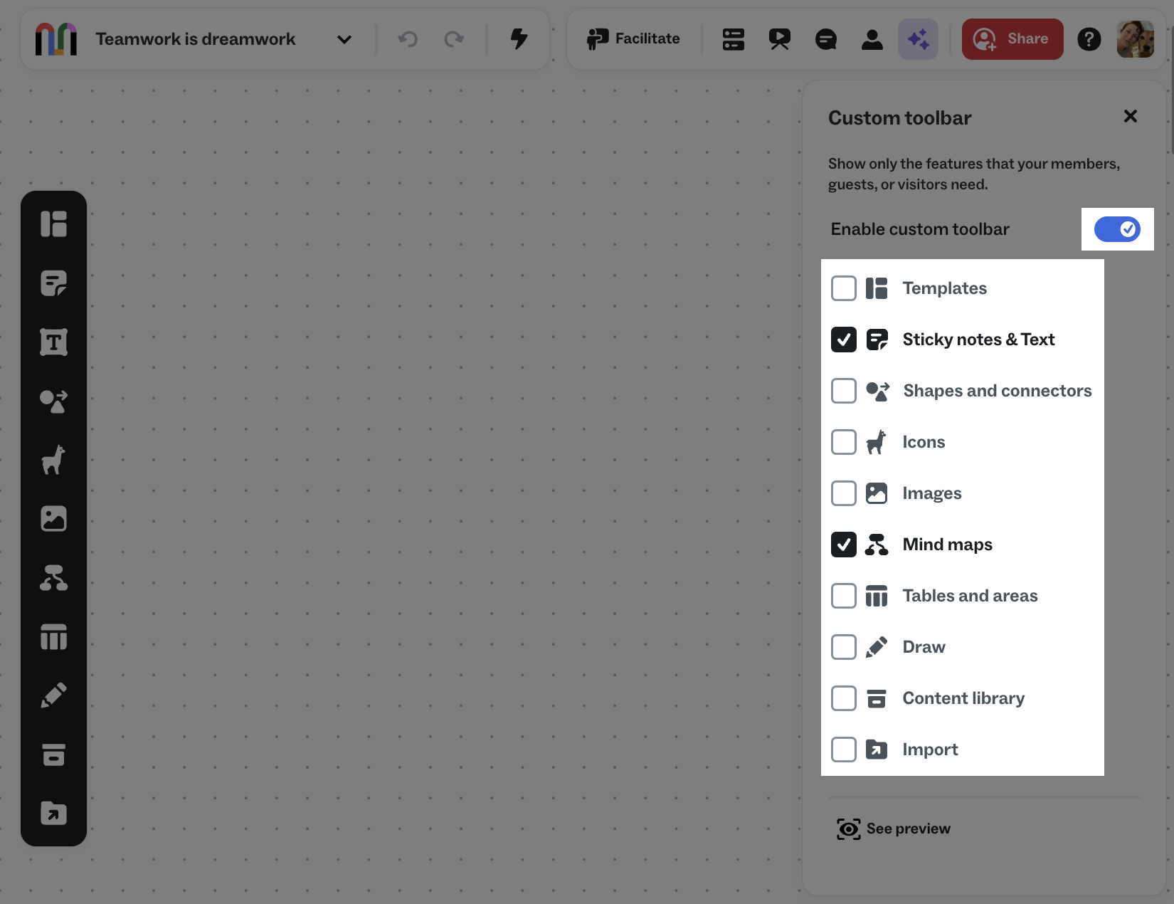 Custom toolbar