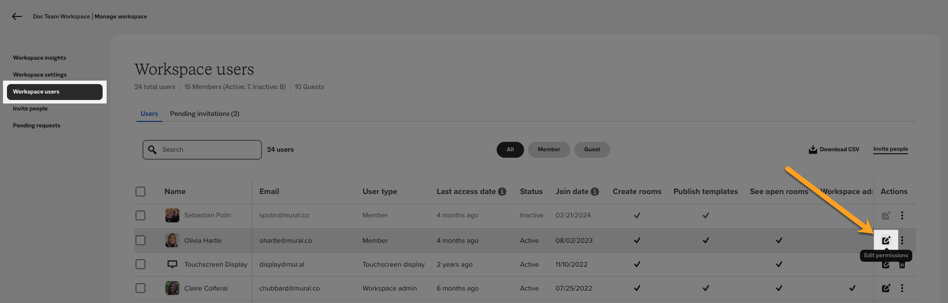 Add admins to your workspaces, rooms, and murals