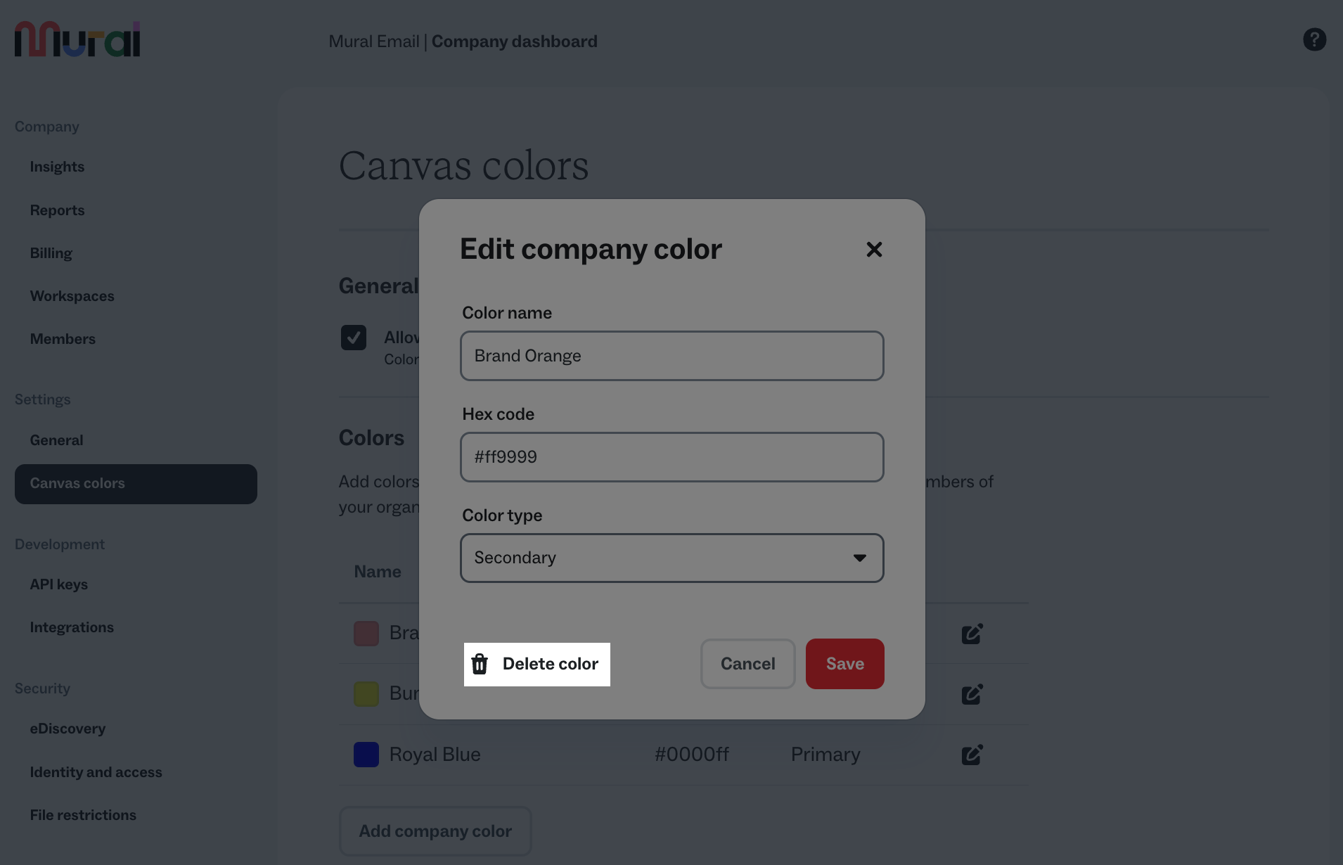 Set company colors and themes