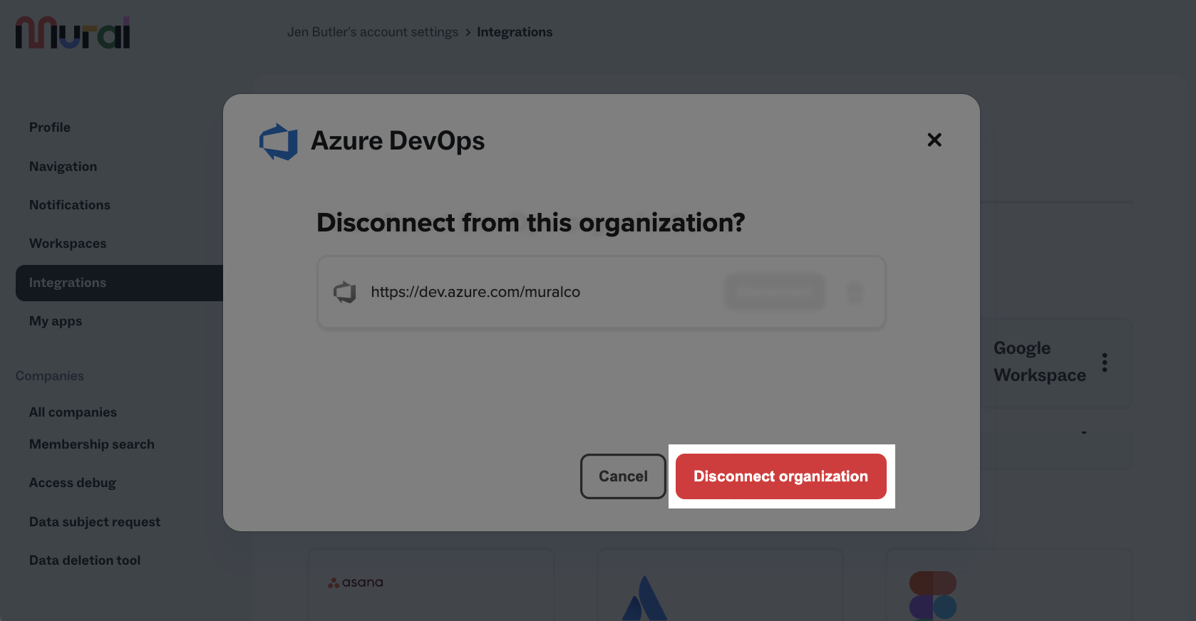 Connect or disconnect Azure DevOps organizations