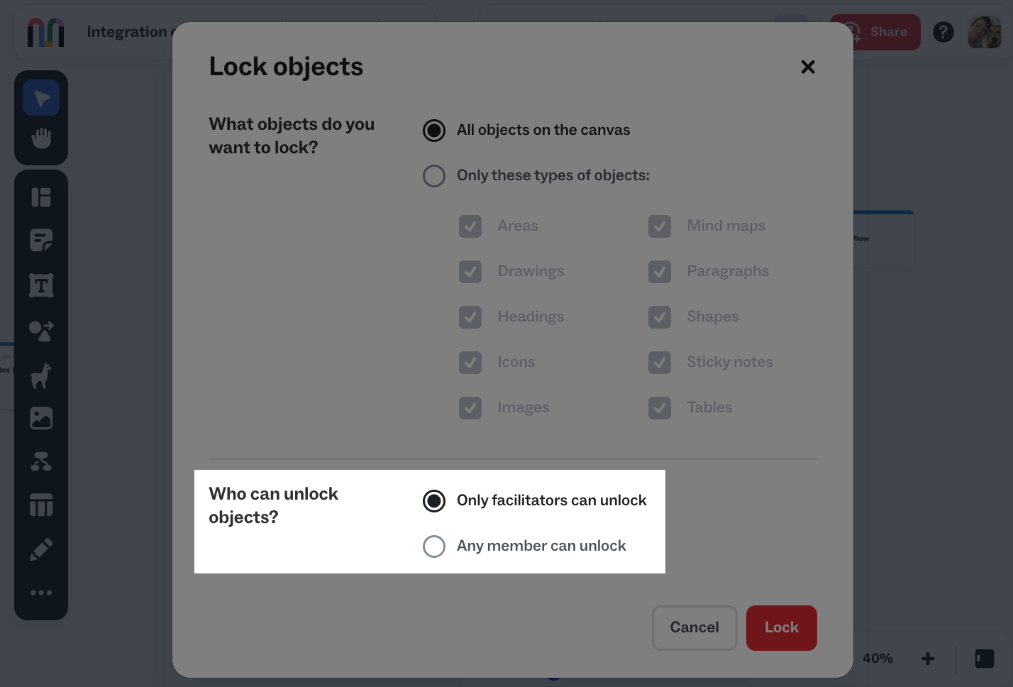 Lock and unlock objects